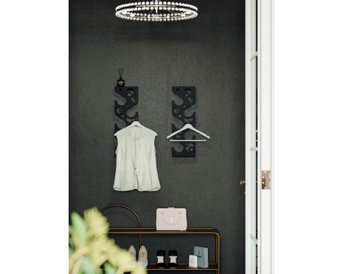 Вешалка в прихожую настенная для верхней одежды и аксессуаров TEMPACHE "Ночь", 60 см x 20 см x 7 см, черный