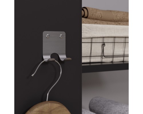 Настенный самоклеящийся крючок на стену из нержавеющей стали с 2-мя крючками для ванной, для кухни, для дома, для комнаты, серебристый, 1 шт.