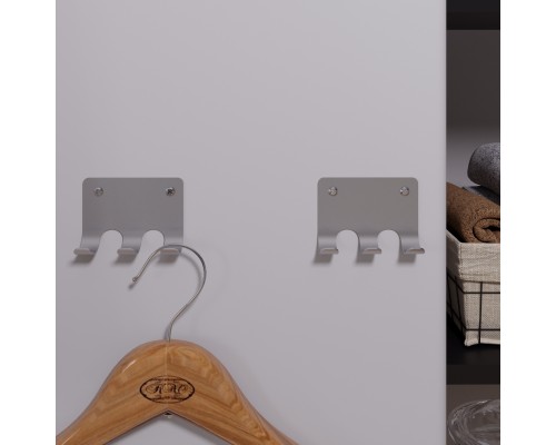 Набор настенных самоклеящихся крючков на стену из нержавеющей стали с 3-мя крючками для ванной, для кухни, для дома, для комнаты, серебристый, 2 шт.