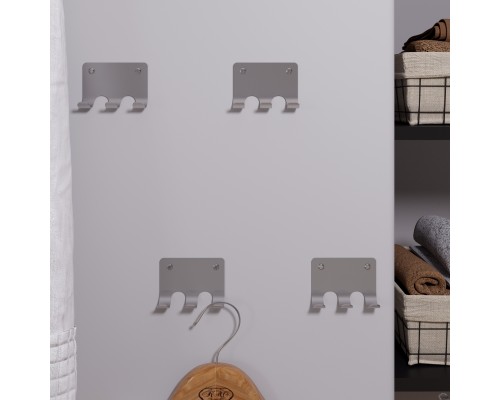 Набор настенных самоклеящихся крючков на стену из нержавеющей стали с 3-мя крючками для ванной, для кухни, для дома, для комнаты, серебристый, 8 шт.