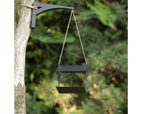 Кормушка металлическая для птиц и белок TEMPACHE "Деревце", с кронштейном, 24х30х23 см, черная