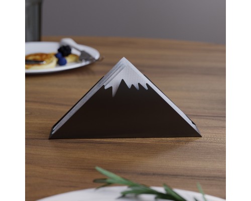 Металлическая кухонная салфетница на стол TEMPACHE "Горы", держатель для салфеток настольный для кухни и столовой, 180x75x45 мм, черная 1 шт.