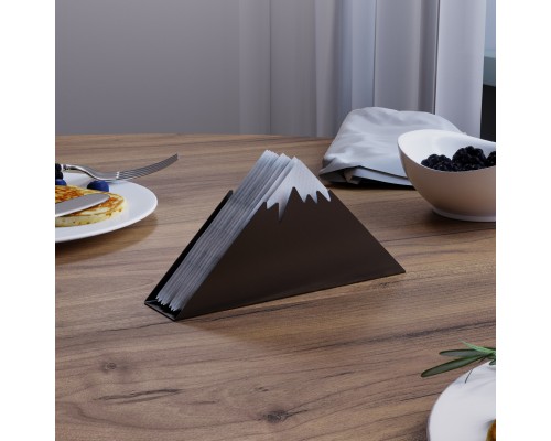 Металлическая кухонная салфетница на стол TEMPACHE "Горы", держатель для салфеток настольный для кухни и столовой, 180x75x45 мм, черная 1 шт.