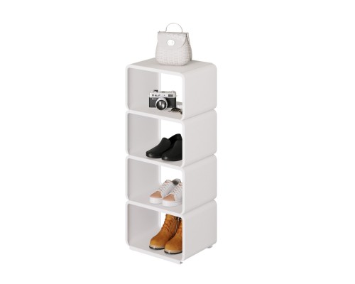 Обувница, универсальная этажерка для обуви и аксессуаров, стеллаж в гостиную, спальню, комнату разборный TEMPACHE "Ячейки" ,4 ячейки, белая