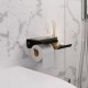 Настенный металлический держатель для туалетной бумаги и освежителя с полкой для хранения в ванную комнату TEMPACHE, 25х6х13 см, черный