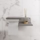 Настенный металлический держатель для туалетной бумаги и освежителя с полкой для хранения в ванную комнату TEMPACHE, 25х6х13 см, серебристый