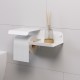 Настенный металлический держатель для туалетной бумаги и освежителя с полкой для хранения в ванную комнату TEMPACHE, 25х6х13 см, белый