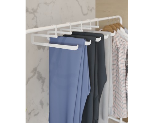 Плечики для одежды, вешалка-перекладина TEMPACHE для брюк и юбок в шкаф, гардеробную, 32,5х14х1,5, белая, 5 шт.