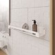 Комплект полочек для ванной комнаты с держателем для полотенец TEMPACHE «Light», нержавеющая сталь, белый, 3 шт.