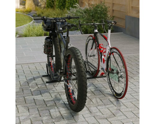 Велопарковка, Велодержатель, парковка на 2 велосипеда TEMPACHE «Double Street», нержавеющая сталь, 100х17х60 см, черный