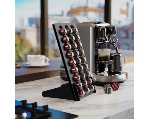 Держатель кухонный металлический настольный TEMPACHE для кофе – капсул Nespresso, Dolce Gusto, DeLonghi 19х32х17 см, черный, 1 шт.