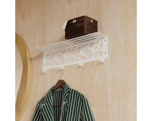 Вешалка в прихожую настенная для верхней одежды и аксессуаров TEMPACHE "Папоротник", 50х17х14, белая, 1 шт.