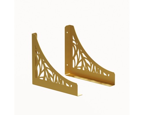 Комплект кронштейнов держателей, крепежи для полок TEMPACHE с узором 3х21х25 см золотой, 2 шт.