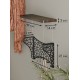 Полка настенная с крючками, вешалка ключница металлическая с полкой из дерева (венге)  в прихожую TEMPACHE, 40х23х14, черная