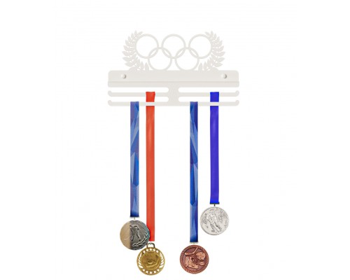 Металлическая медальница, держатель медалей,  вешалка для наград TEMPACHE 22х35х2,5 см, белая, 1 шт.