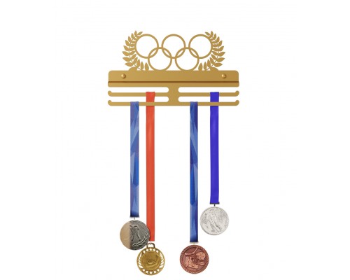 Металлическая медальница, держатель медалей,  вешалка для наград TEMPACHE 22х35х2,5 см, золотая, 1 шт.