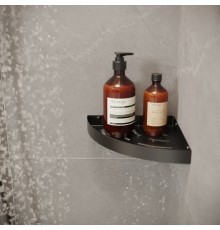 Настенная угловая полка для ванной комнаты TEMPACHE из нержавеющей стали, черная, 23см x 23см x 3см