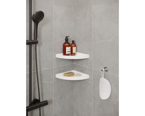 Настенная угловая полка для ванной комнаты TEMPACHE из нержавеющей стали (2шт.), белая, 23см x 23см x 3см