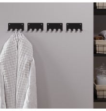 Набор настенных самоклеящихся крючков на стену из стали с 4-мя крючками для ванной, для кухни, для дома, для комнаты, черный, 8 шт.