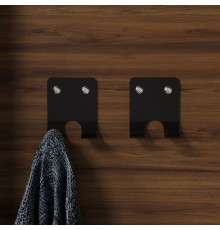 Набор настенных самоклеящихся крючков на стену из стали с 2-мя крючками для ванной, для кухни, для дома, для комнаты, черный, 2 шт.