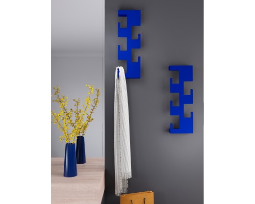Вешалка в прихожую настенная для верхней одежды и аксессуаров TEMPACHE "Лофт", 60 см x 20 см x 7 см, синяя.