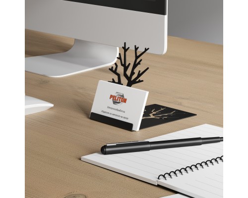 Металлическая настольная подставка для визиток, подставка для телефона TEMPACHE "Деревце", черная