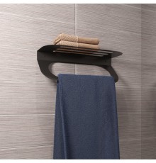 Полка для ванной комнаты Прямая TEMPACHE "ЛОФТ", 60см x 22см x 22см, черная