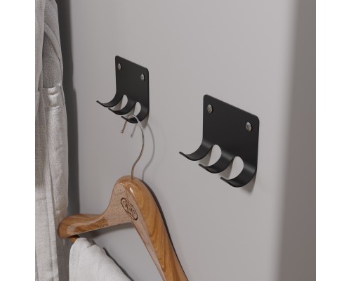 Набор настенных самоклеящихся крючков на стену из стали с 3-мя крючками для ванной, для кухни, для дома, для комнаты, черный, 2 шт.