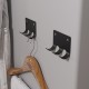 Набор настенных самоклеящихся крючков на стену из стали с 3-мя крючками для ванной, для кухни, для дома, для комнаты, черный, 2 шт.