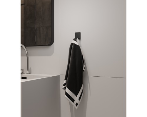 Настенный самоклеящийся крючок на стену из стали с 2-мя крючками для ванной, для кухни, для дома, для комнаты, черный, 1 шт.