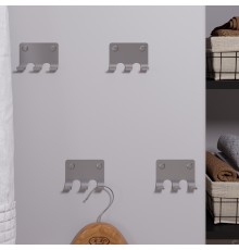 Набор настенных самоклеящихся крючков на стену из нержавеющей стали с 3-мя крючками для ванной, для кухни, для дома, для комнаты, серебристый, 4 шт.