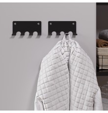 Набор настенных самоклеящихся крючков на стену из стали с 4-мя крючками для ванной, для кухни, для дома, для комнаты, черный, 2 шт.