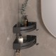 Настенная угловая полка в ванну "Хай Тек" TEMPACHE из нержавеющей стали, (2 шт.) 4х20х14 см, черная
