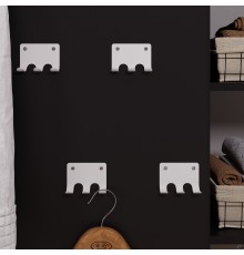 Набор настенных самоклеящихся крючков на стену из стали с 3-мя крючками для ванной, для кухни, для дома, для комнаты, белый, 4 шт.