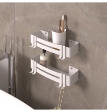 Настенная прямая полка для ванной комнаты "Хай Тек" TEMPACHE из нержавеющей стали (2шт.), 4х23х8 см, белая