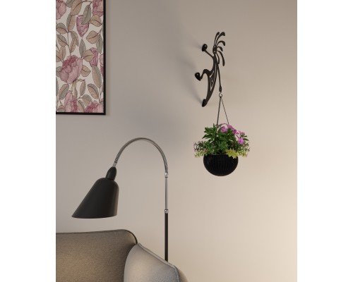 Металлический настенный кронштейн держатель для подвесного кашпо и горшков, TEMPACHE, держатель для фонаря и цветов на стену, 1шт., черный